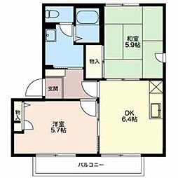 サンライズ21A 2DKの間取図画像
