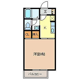 パラーシオ近藤A 1Kの間取図画像