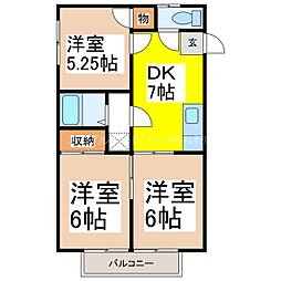 ラフォーネ清水 3DKの間取図画像