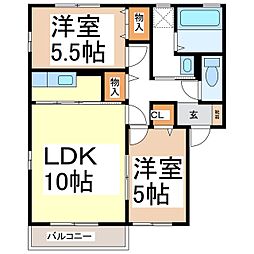 J-Room☆妃B 2LDKの間取図画像