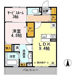 オリンピアパーク 1SLDKの間取図画像