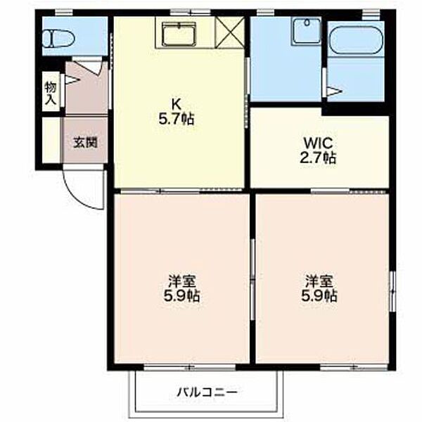 長野県松本市大字島内(賃貸アパート2DK・2階・43.75㎡)の写真 その2