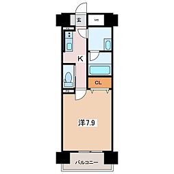 セントラル大町 7階1Kの間取り