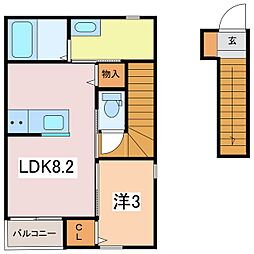 craft　one 2階1LDKの間取り
