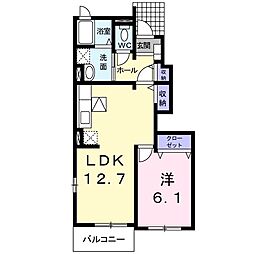 グリシーヌD 1階1LDKの間取り