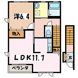 パルテールA 1LDKの間取図画像