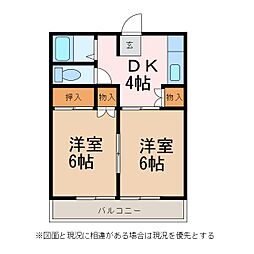 山上ハウスはぎ 2DKの間取図画像