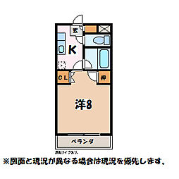ヴィラ安曇野 1Kの間取図画像