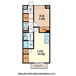 サンセールB 1LDKの間取図画像