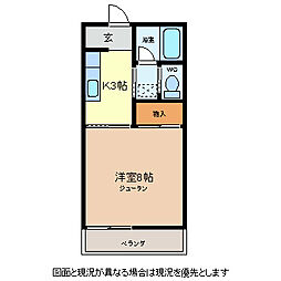 赤坂ハイツ 1Kの間取図画像