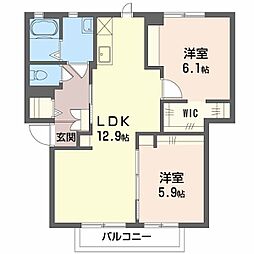 フォーレスコスモスA 2LDKの間取図画像