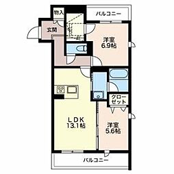 COSMOMAISON 2LDKの間取図画像