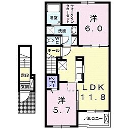 トリニティー岩村田2 2LDKの間取図画像