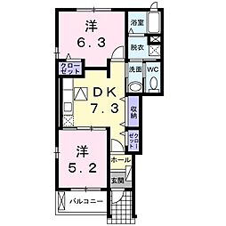 エクセレンスN・Y・SZ-1 2DKの間取図画像