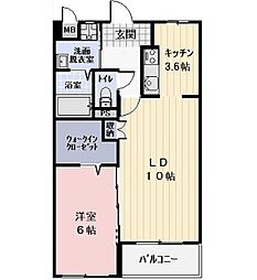 パーシモンC 1LDKの間取図画像