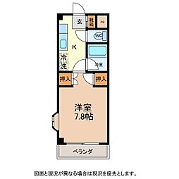 キャッスルヨシカワB 1Kの間取図画像