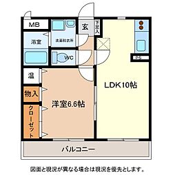細野ビルブレイン駒場公園 1LDKの間取図画像