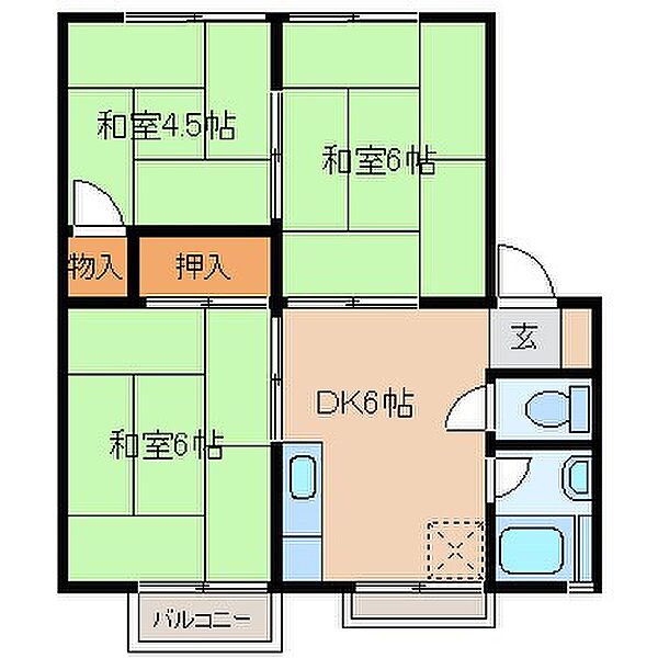 コーポラス　カネ京 ｜長野県岡谷市南宮１丁目(賃貸アパート3DK・1階・48.60㎡)の写真 その2