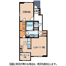 クラッセ町尻北B 1階1LDKの間取り