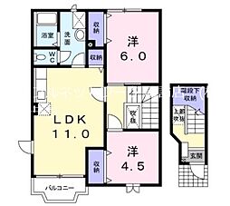 サンハイムみずきA 2階2LDKの間取り