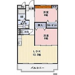 グランデュオ 1階2LDKの間取り