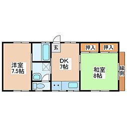 富士見塚平貸家II 2DKの間取り