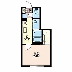 ブランシェアイリスB 1階1Kの間取り