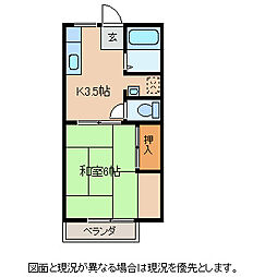 パナハイツイズミ 1階1Kの間取り