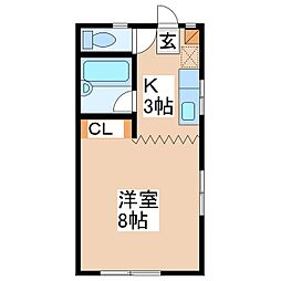 ハイツナカザワ 1Kの間取図画像