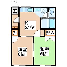 フレグランスピュアー 1階2Kの間取り