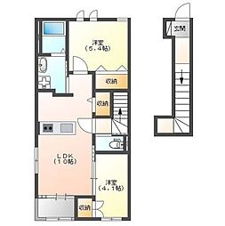 エリュシオン 2階2LDKの間取り