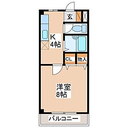 サンサイドエイト 1Kの間取図画像