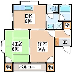 パークコート中大塩 2DKの間取図画像