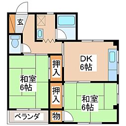 サニーハイツ 2DKの間取図画像