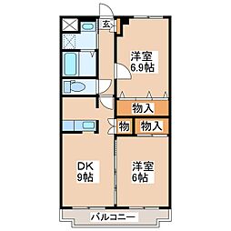 クインス 2DKの間取図画像