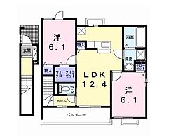 茅野市豊平アパート 2LDKの間取図画像