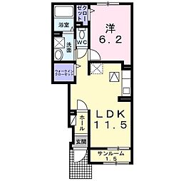 メルベーユK・C 1LDKの間取図画像