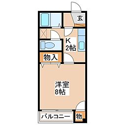 ハイツカージナル 1Kの間取図画像