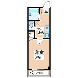 レジデンス923 1Kの間取図画像