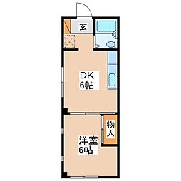 メゾンK2 1DKの間取図画像