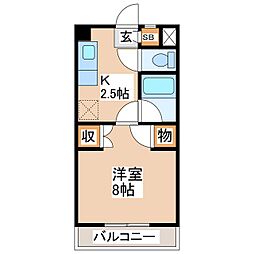 コーポビッグスカイA館 1Kの間取図画像