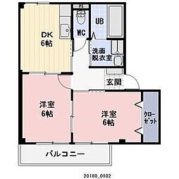 ハイツフローレン 2DKの間取図画像