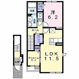 エンゼルコーポ 1LDKの間取図画像