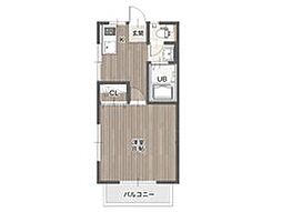 リバーサイドマルモ 1Kの間取図画像