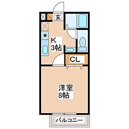 メゾン北原 1Kの間取図画像
