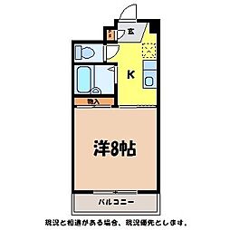 リバーサイド千 2階1Kの間取り