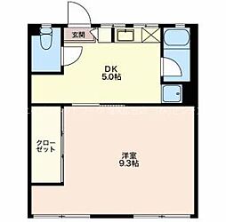 フォーブル二木 1階1DKの間取り