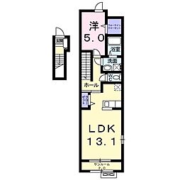 JR篠ノ井線 南松本駅 徒歩12分の賃貸アパート 2階1LDKの間取り