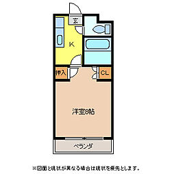 ハイツサンフラワー 2階1Kの間取り