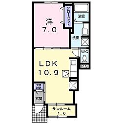 ロワジールA 1階1LDKの間取り